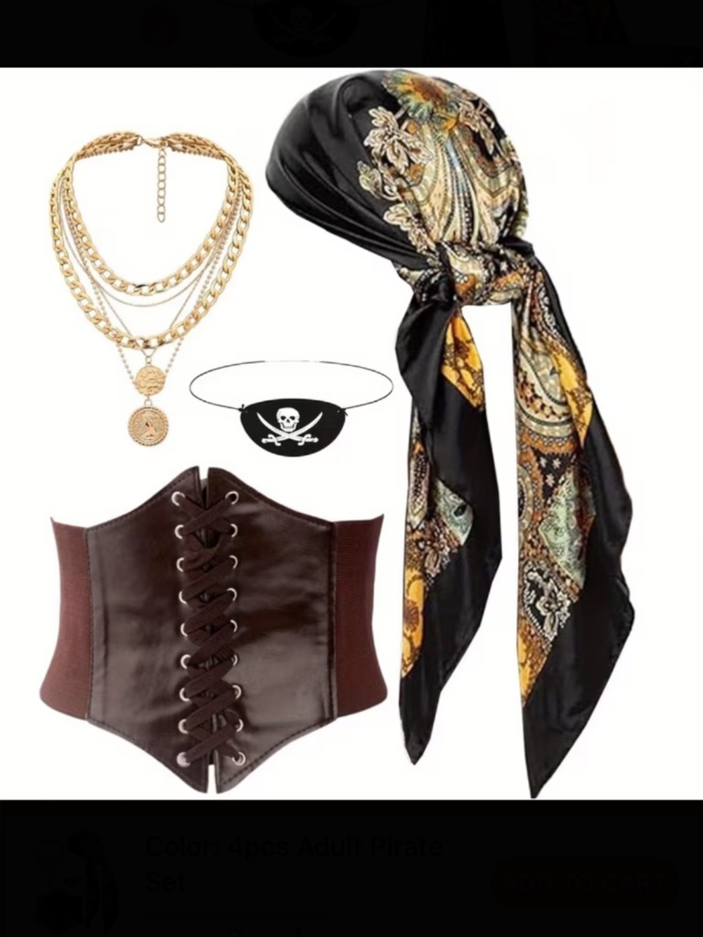4-Piece Adult Pirate Set - Halloween Costume